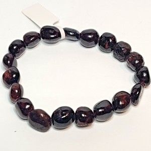 Garnet stretch bracelet tumbled stones with felt pouch-NB51